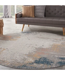 Nourison Home Rustic Textures RUS13 Grey Blue 5 ft. 3 in. Round Area Rug
