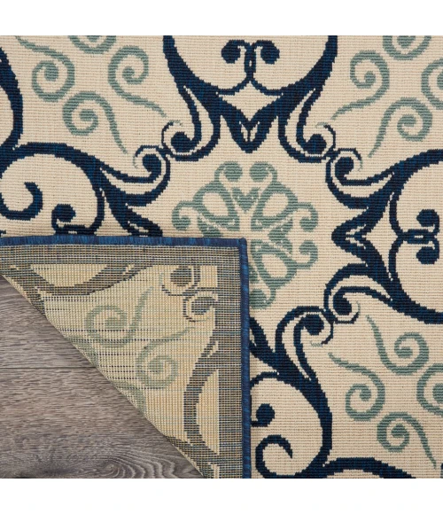 Nourison Caribbean Square Area Rug CRB02-Ivory/Navy