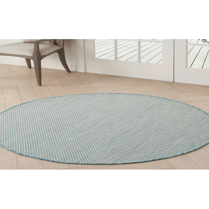 Nourison Courtyard Ivory Aqua COU01 5 ft. Round Rug