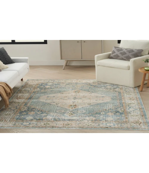 Nourison Astra Machine Washable Silver Blue ASW11 4 ft. X 6 ft. Rectangle Rug
