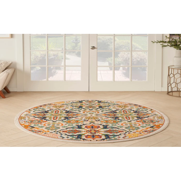 Nourison Allur Ivory Multicolor ALR03 4 ft. Round Rug