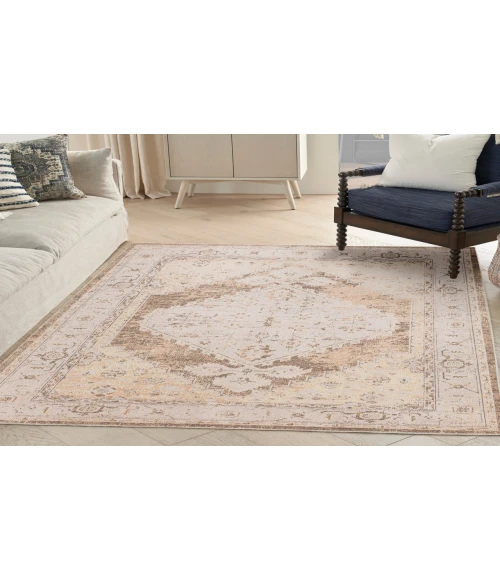 Nourison Astra Machine Washable Beige ASW11 5 ft. 3 in. X 7 ft. Rectangle Rug