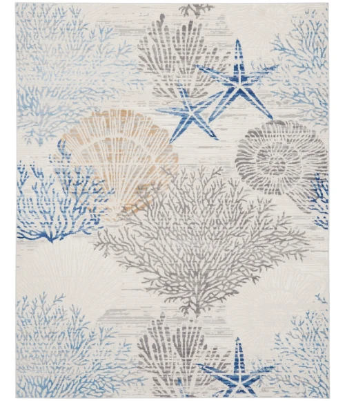 Nourison Seaside Ivory Grey Blue SDS04 9 ft. X 12 ft. Rect. Rug