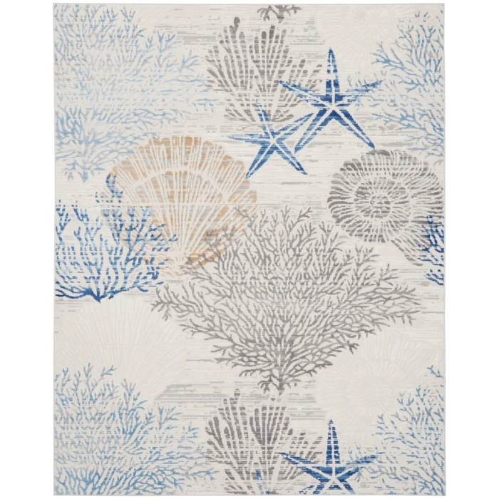 Nourison Seaside Ivory Grey Blue SDS04 9 ft. X 12 ft. Rect. Rug