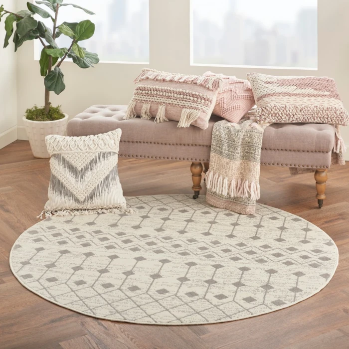Nourison Grafix Round Area Rug GRF37-Ivory/Grey