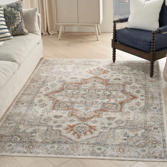 Nourison Astra Machine Washable Area Rug ASW12 Grey/Multi