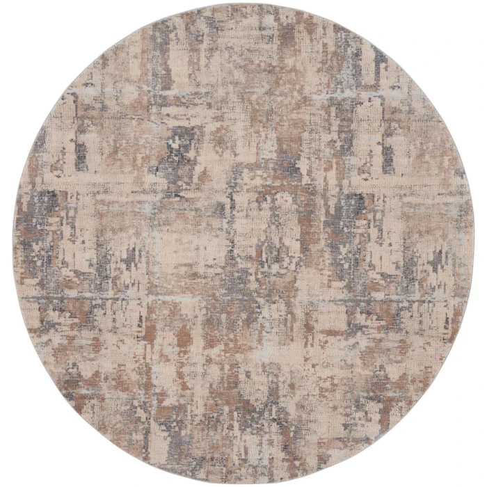 Nourison Rustic Textures Area Rug RUS06 Beige/Grey 7'10" Round