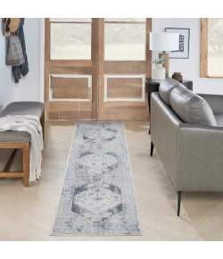 Nourison Home Astra Machine Washable ASW11 Blue Ivory 2 ft. 2 in. X 8 ft. Area Rug