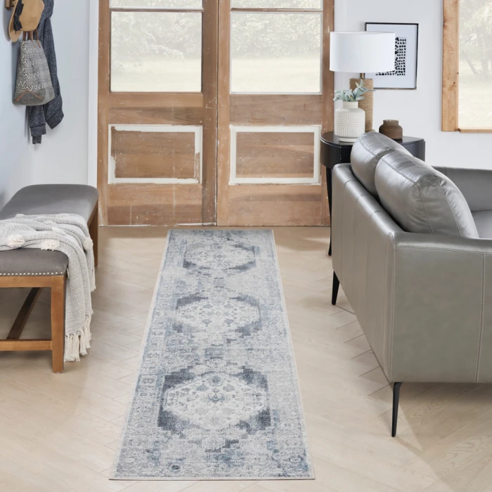Nourison Astra Machine Washable Area Rug ASW11 Blue/Ivory