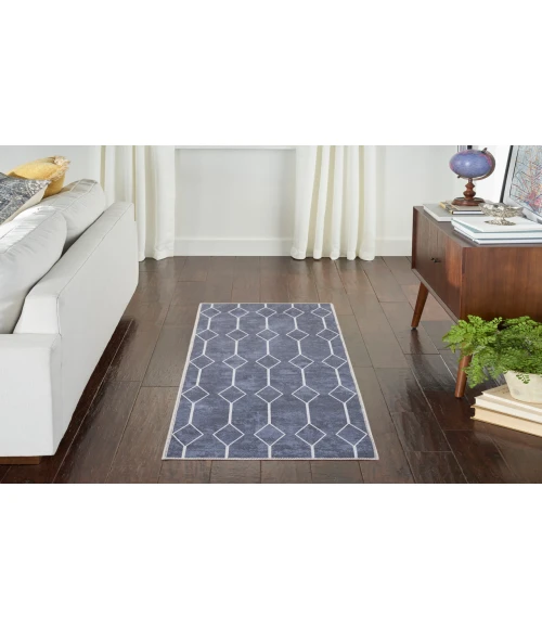 Nicole Curtis Machine Washable Series 1 Navy SR107 2 ft. X 6 ft. Rectangle Rug