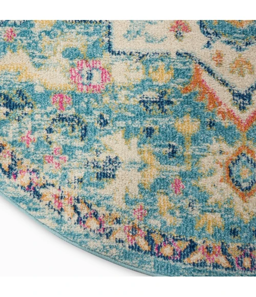 Nourison Passion Round Area Rug PSN25-Ivory/Light Blue