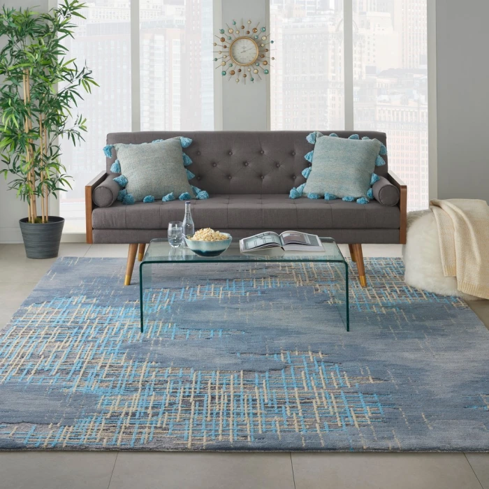 Nourison Symmetry Area Rug SMM08-Blue/Beige