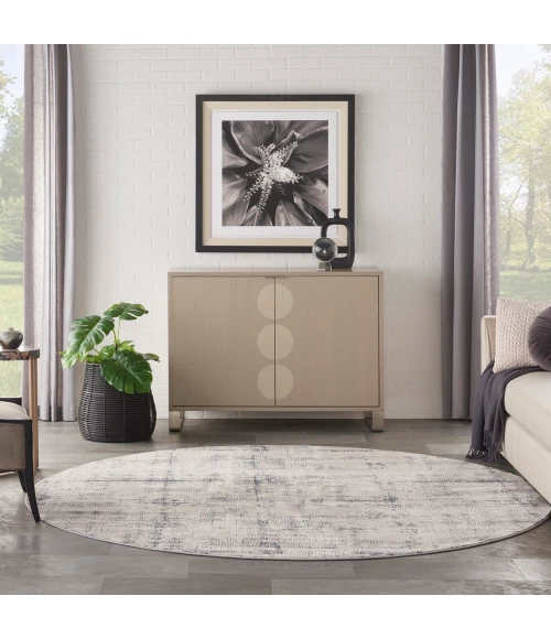 Nourison Rustic Textures Area Rug RUS06 Ivory/Blue 7'10" Round