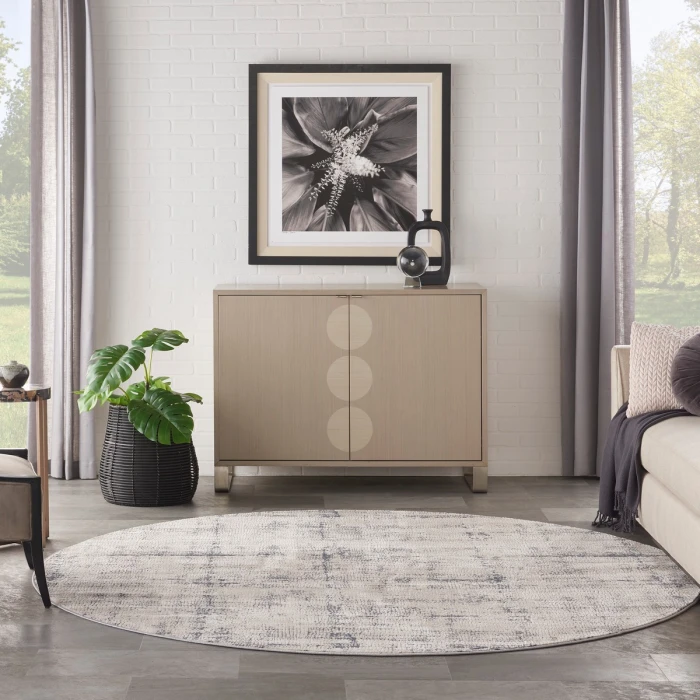 Nourison Rustic Textures Area Rug RUS06 Ivory/Blue 7'10" Round