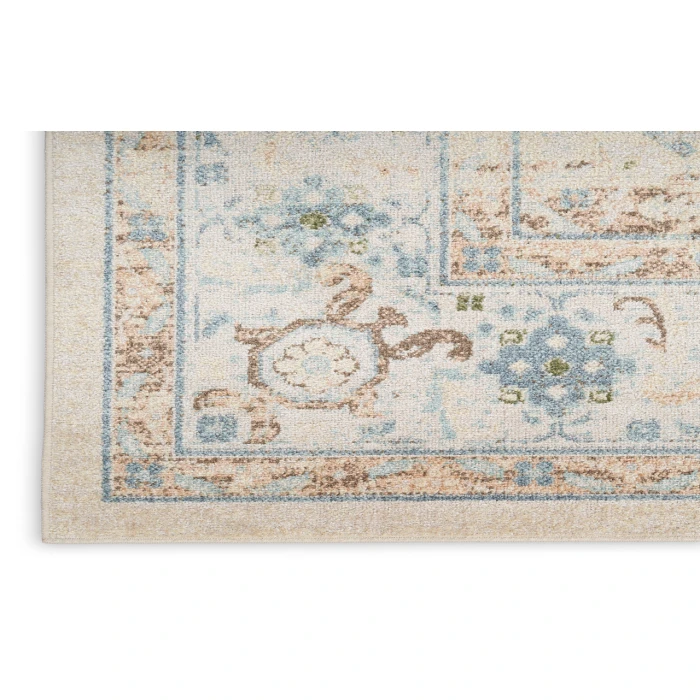 Nourison Astra Machine Washable Ivory Blue ASW13 2 ft. 2 in. X 4 ft. Rectangle Rug