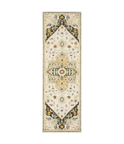Oriental Weavers Alfresco 28407 Ivory/ Charcoal Area Rug 2 ft. 6 in. X 8 ft. Runner