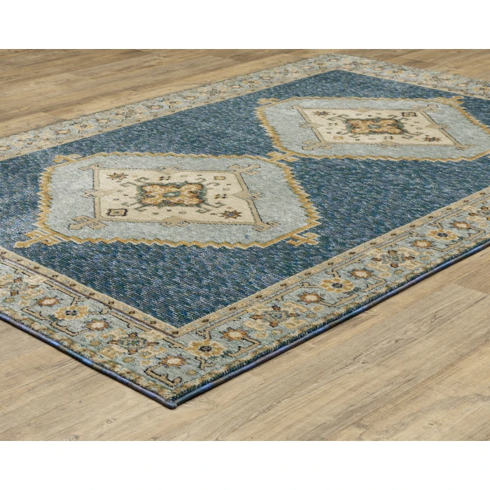 Oriental Weavers ANDORRA 2430a Blue/Gold Rug 2' 3X8'