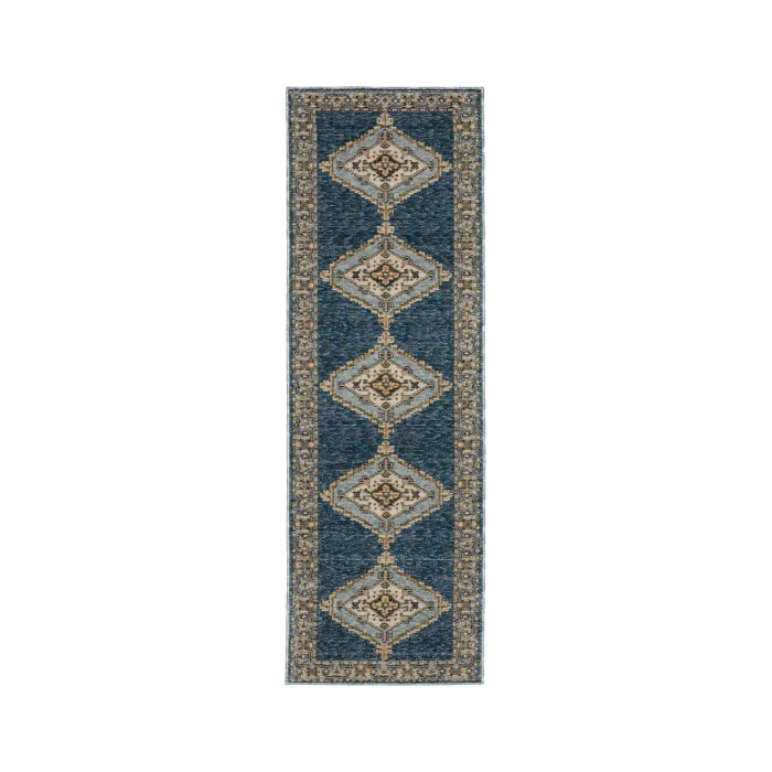 Oriental Weavers ANDORRA 2430a Blue/Gold Rug 2' 3X8'
