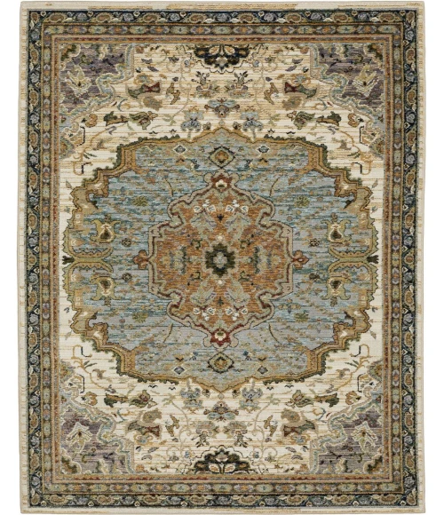 Oriental Weavers ANDORRA 2451b Ivory/Blue Rug 5'3X7'3