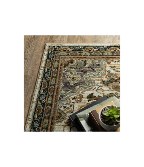 Oriental Weavers ANDORRA 2451b Ivory/Blue Rug 2' 3X8'