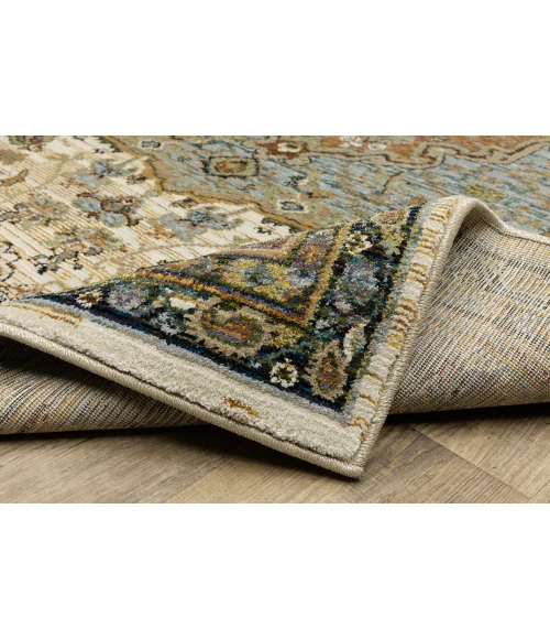 Oriental Weavers ANDORRA 2451b Ivory/Blue Rug 2' 3X8'