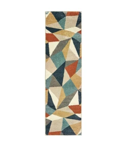 Oriental Weavers Carson 9659B Blue/ Orange Area Rug 2 ft. 3 in. X 7 ft. 6 in. Runner