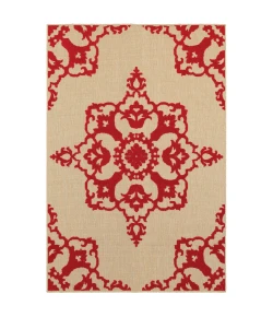Oriental Weavers Cayman 097R9 Sand/ Red Area Rug 6 ft. 7 in. X 9 ft. 6 in. Rectangle