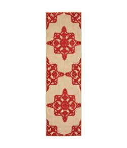 Oriental Weavers Cayman 097R9 Sand/ Red Area Rug 2 ft. 3 in. X 7 ft. 6 in. Runner