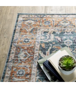 Oriental Weavers Charleston Cha06 Blue/ Rust Area Rug 5 ft. X 7 ft. Rectangle