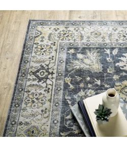 Oriental Weavers Charleston Cha08 Blue/ Gold Area Rug 5 ft. X 7 ft. Rectangle