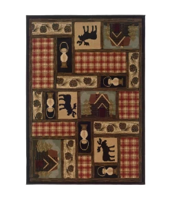 Oriental Weavers Hudson 1067A Brown/ Red Area Rug 5 ft. 3 in. X 7 ft. 6 in. Rectangle