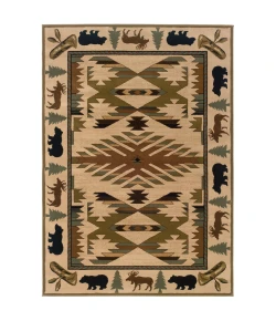 Oriental Weavers Hudson 1072A Ivory/ Green Area Rug 6 ft. 7 in. X 9 ft. 6 in. Rectangle