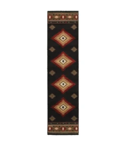 Oriental Weavers Hudson 087G1 Black/ Green Area Rug 1 ft. 10 in. X 7 ft. 6 in. Runner
