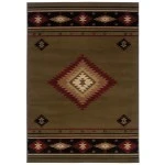 Oriental Weavers Hudson 087J1 Green/ Red Area Rug 6 ft. 7 in. X 9 ft. 6 in. Rectangle