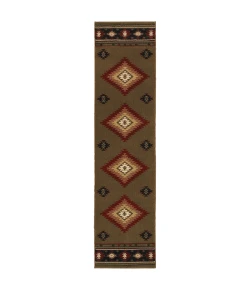 Oriental Weavers Hudson 087J1 Green/ Red Area Rug 1 ft. 10 in. X 7 ft. 6 in. Runner