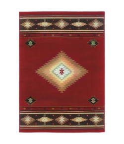 Oriental Weavers Hudson 087K1 Red/ Green Area Rug 1 ft. 10 in. X 3 ft. 3 in. Rectangle