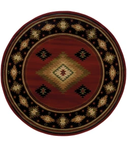 Oriental Weavers Hudson 087K1 Red/ Green Area Rug 7 ft. 8 in. Round