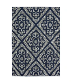 Oriental Weavers Marina 3804B Navy/ Ivory Area Rug 5 ft. 3 in. X 7 ft. 6 in. Rectangle
