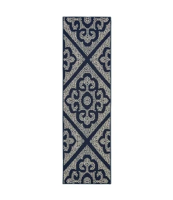 Oriental Weavers Marina 3804B Navy/ Ivory Area Rug 2 ft. 3 in. X 7 ft. 6 in. Runner