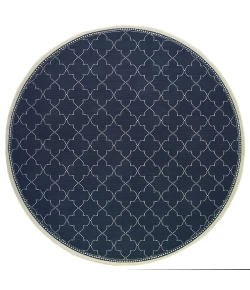 Oriental Weavers Marina 6025P Navy/ Ivory Area Rug 7 ft. 10 in. Round