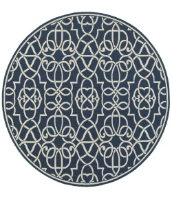 Oriental Weavers Meridian 2205B Navy/ Ivory Area Rug 7 ft. 10 in. Round