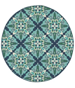 Oriental Weavers Meridian 2206B Blue/ Green Area Rug 7 ft. 10 in. Round