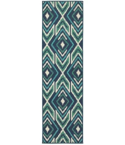 Oriental Weavers Meridian 2209B Navy/ Green Area Rug 2 ft. 3 in. X 7 ft. 6 in. Runner