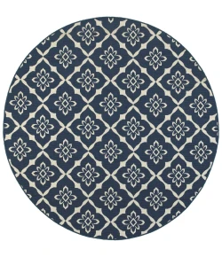 Oriental Weavers Meridian 5703B Navy/ Ivory Area Rug 7 ft. 10 in. Round