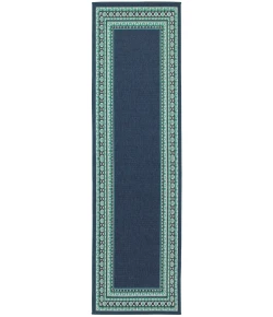Oriental Weavers Meridian 9650B Navy/ Green Area Rug 2 ft. 3 in. X 7 ft. 6 in. Runner