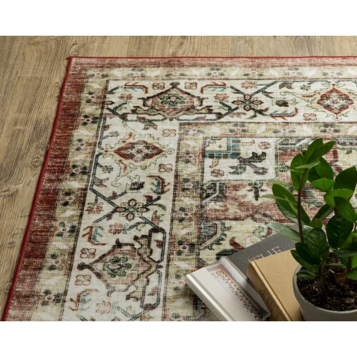 Oriental Weavers SUMTER sum01 Red/Ivory Rug 2'X3'