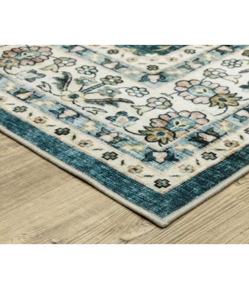 Oriental Weavers SUMTER sum08 Teal/Ivory Rug 2'X8'