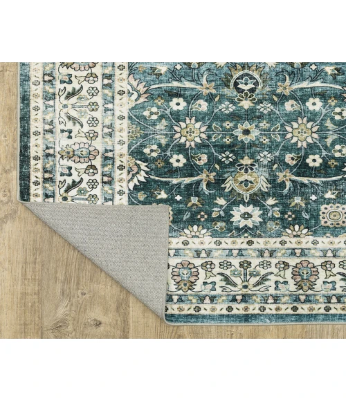 Oriental Weavers SUMTER sum08 Teal/Ivory Rug 2'X8'