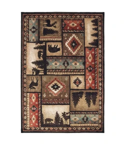 Oriental Weavers Woodlands 1041C Black/ Multi Area Rug 5 ft. 3 in. X 7 ft. 3 in. Rectangle