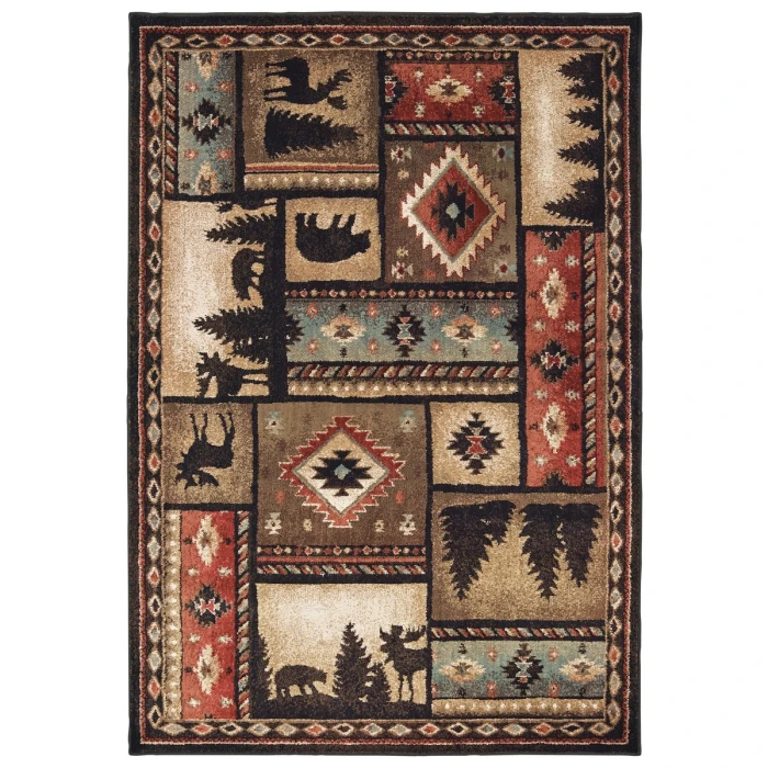 Oriental Weavers Area Rug Woodlands 1041C Black 6' 7" X  9' 2"